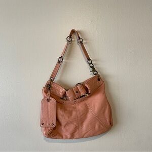 Barneys New York Peach Leather Shoulder Bag